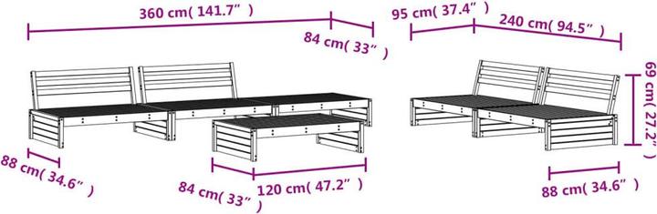 Produktbild VidaXL 6-tlg. Garten-Lounge-Set Massivholz Kiefer,Material