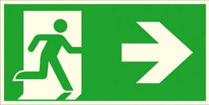 Energy Label SafetyMarking Escape sign "Emergency exit right" rectangular 30.0 x 15.0 cm