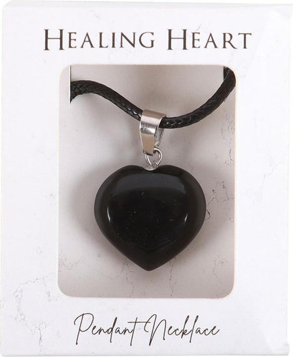 Actual product image Something Different Healing Obsidian Crystal Heart Necklace (100% synthetic material)