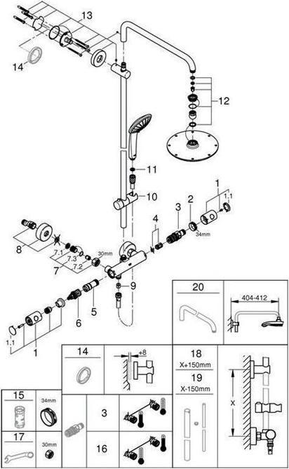 Produktbild Grothe Euphoria XXL Duschsystem 2 Kopf/Köpfe Chrom