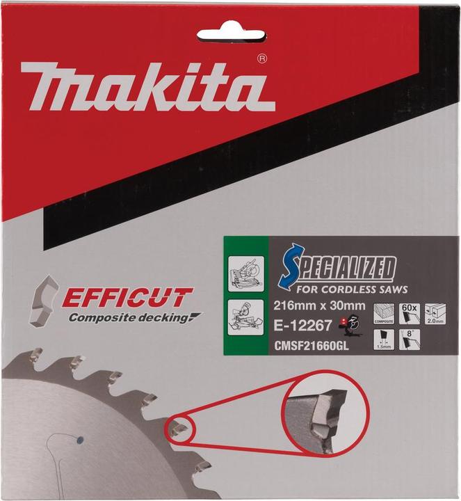 Productafbeelding Makita Zaagblad 216x2,0x30, 60Z EFFICUT
