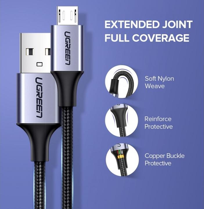 Produktbild Ugreen MicroUSB Nylon stabil (0.25 m, USB 2.0)