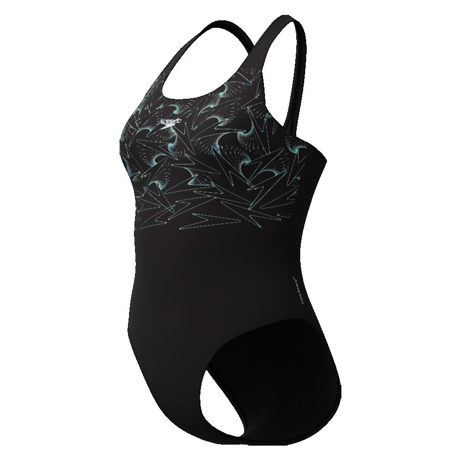 Speedo, Unisex, Badeanzüge, HyperBoom Placement Muscleback, Grün, Schwarz, (36, 38)