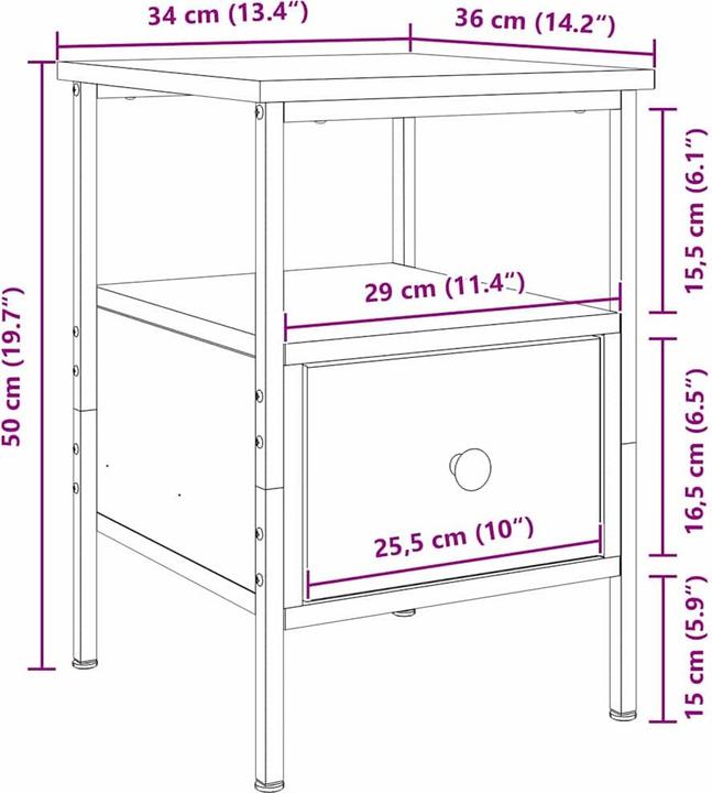 Produktbild vidaXL Nachttisch (34 x 36 x 50 cm)