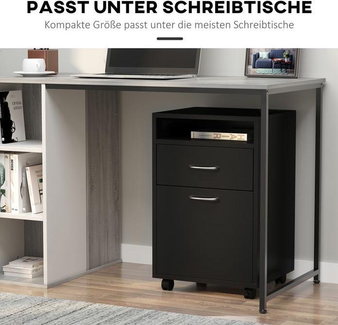 Actual product image Swisshandel24 Roll container Drawer container Container, 1 compartment, 1 shelf, 1 drawer, 40cmx3cmx60cm, black (40 x 35 x 60 cm)