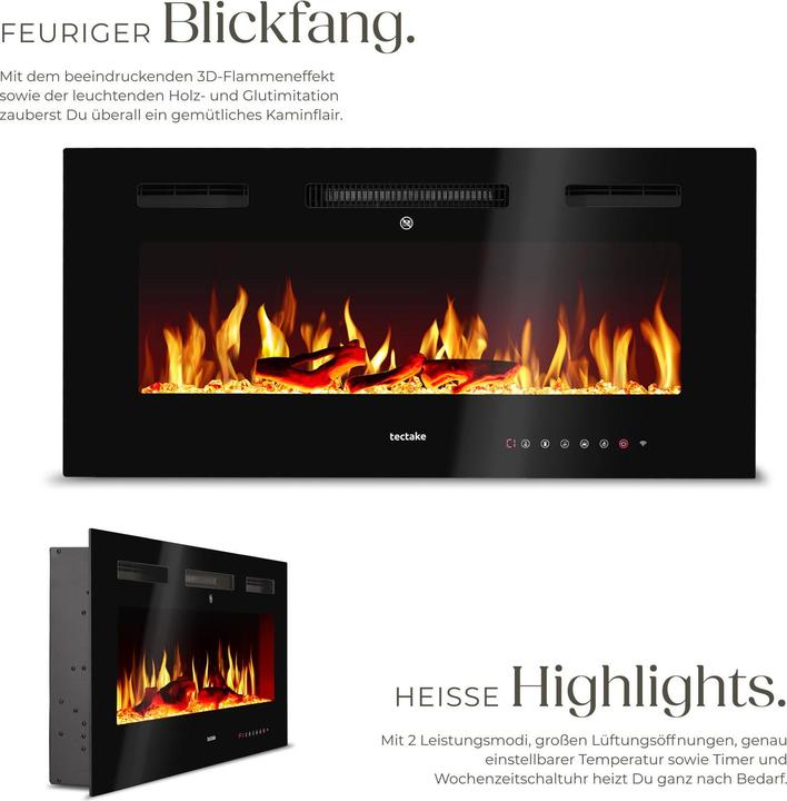 Image du produit tectake Cheminée murale électrique