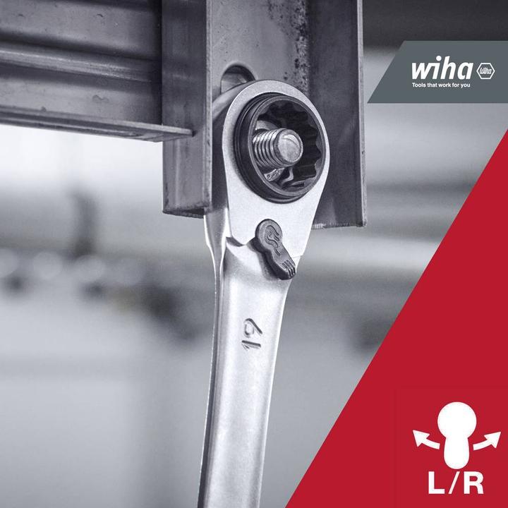 Actual product image Wiha 45421 Double ratchet ring spanner 10 - 19 mm (19 mm, 10 mm, 17 mm, 13 mm)