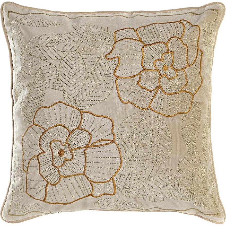 DKD Home Decor, Cuscino decorativo, Kissen Gold 45 x 10 x 45 cm Blomster (10 x 45 cm)