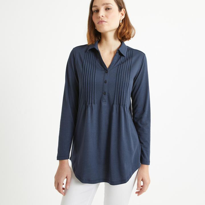 Actual product image Anne Weyburn Long-sleeved blouse shirt with polo collar (46)