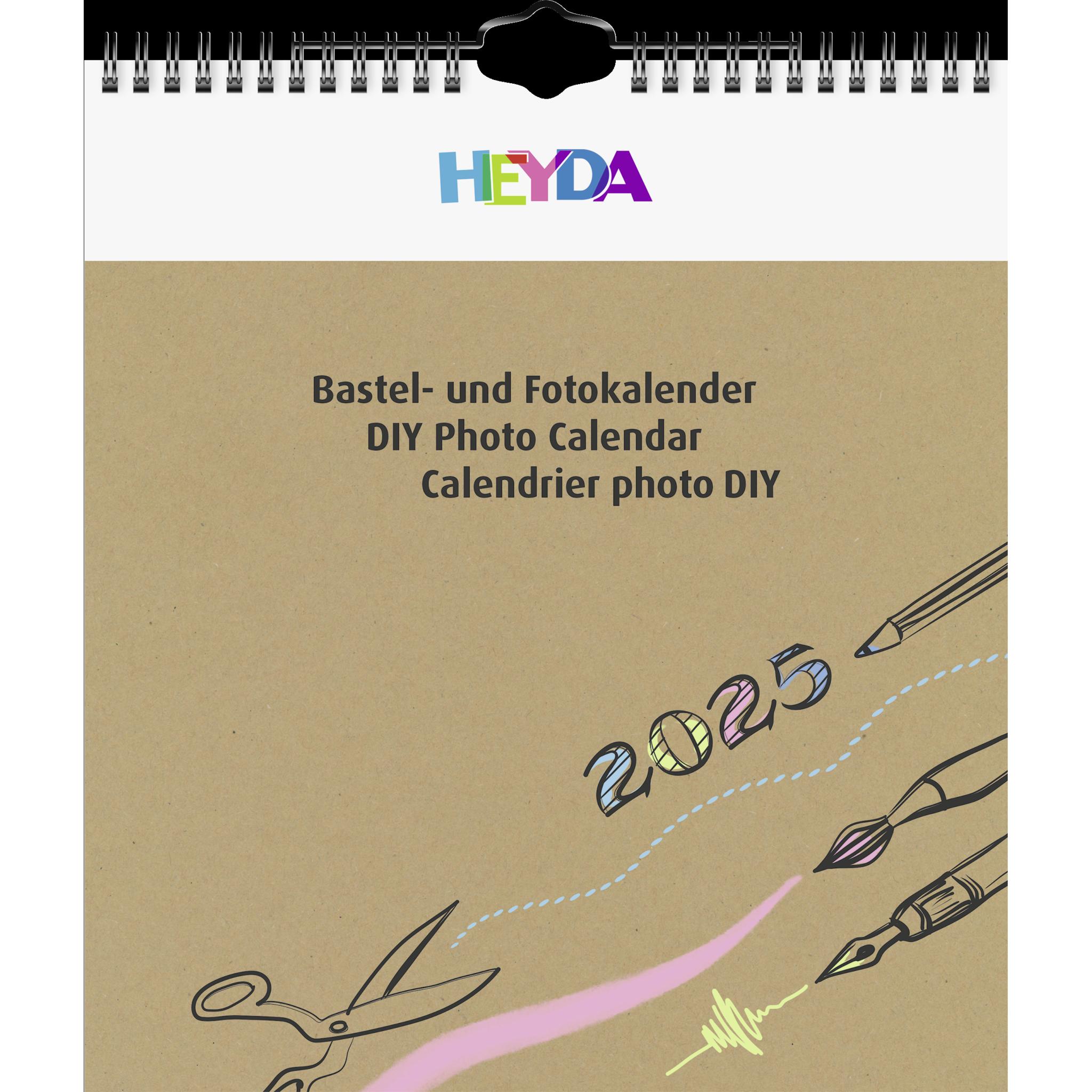 Heyda, Kalender, Bastelkalender 21,5x24cm natur/natur 2025 (Englisch, Französisch, Deutsch, Italienisch)