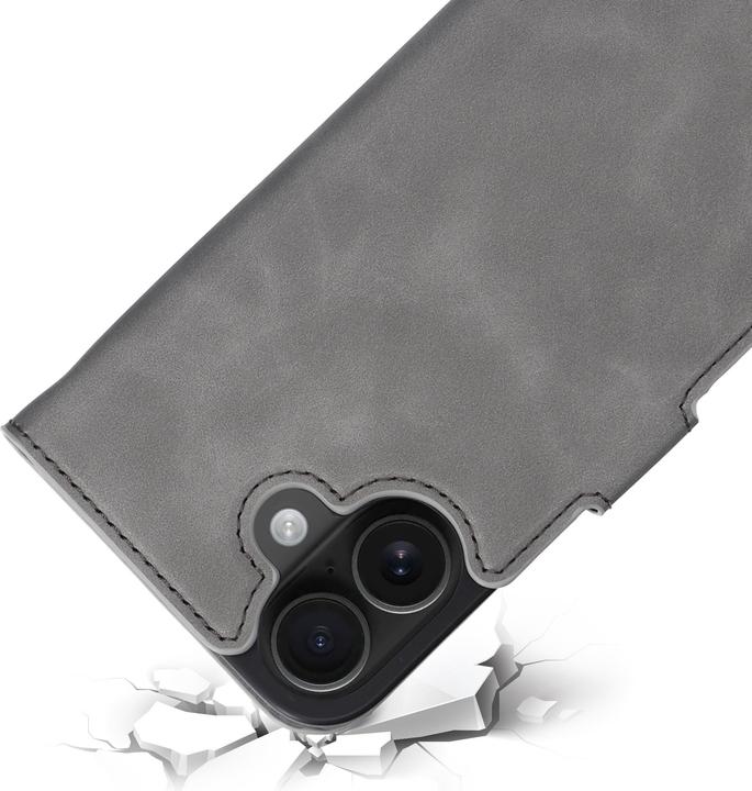 Actual product image Mobiparts Classic Wallet Case Apple iPhone 16 Granite Grey (MagSafe Compatible) (Apple iPhone 16)