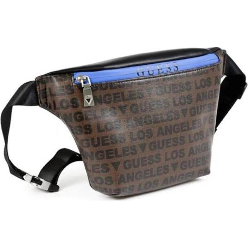 Guess, Mannen, heuptasje, Dan, Textile Fanny Pack, Bum, Black/Brown, For Men, Bruin, Zwart