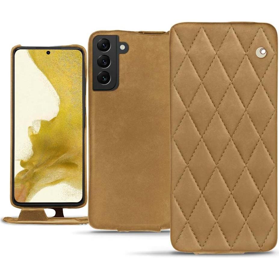 Noreve Lederschutzhülle vertikal (Samsung Galaxy S22), Smartphone Hülle, Braun
