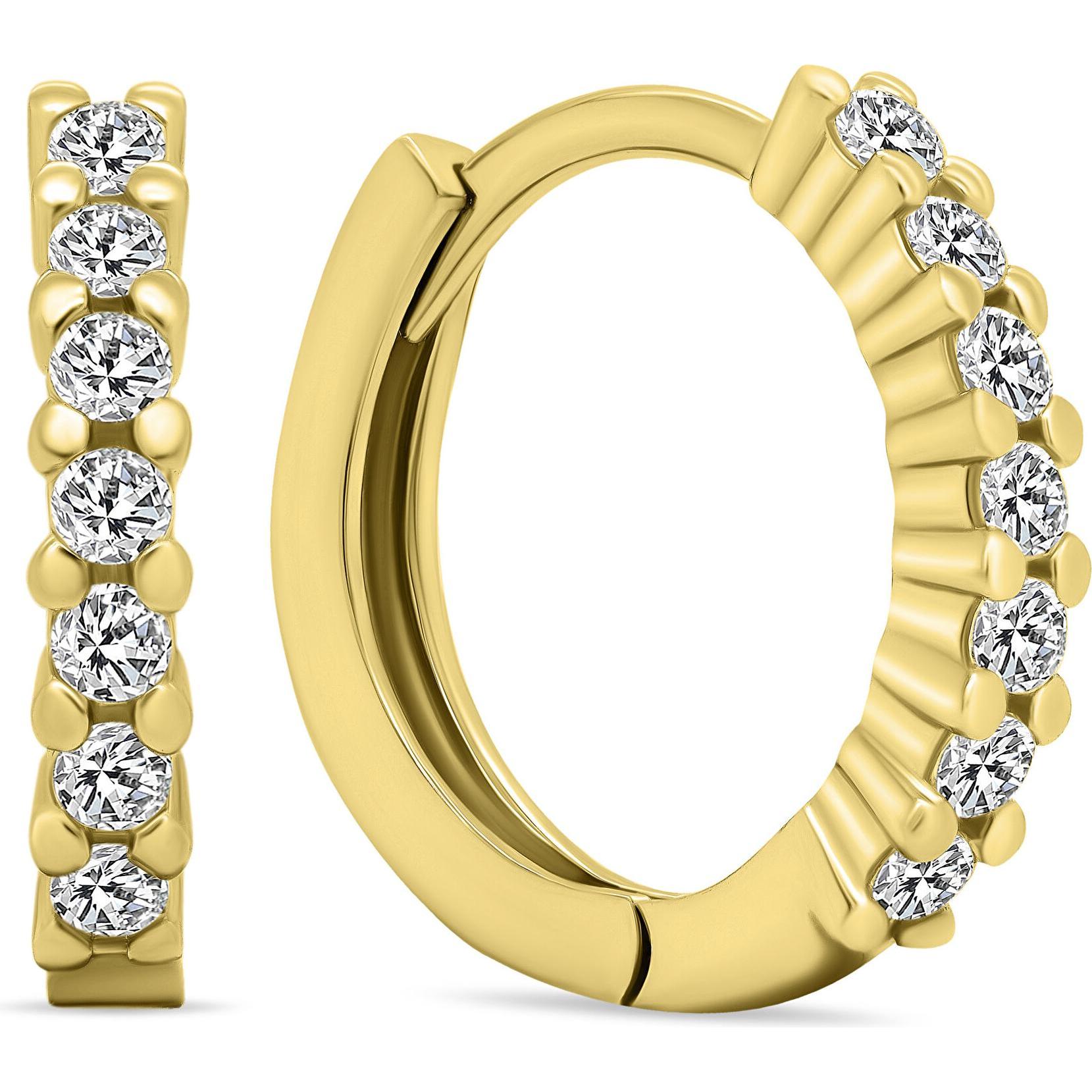 Brilio, Orecchini, Argento - Orecchini a cerchio placcati oro con zirconi EA665Y