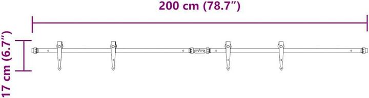Produktbild vidaXL Schiebetürbeschlag Set für Schranktüren 200 cm Karbonstahl