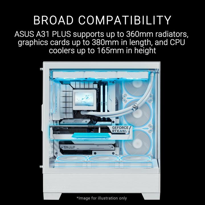 Actual product image ASUS A31 Plus Tg Argb White (mATX, Mini-ITX, ATX)
