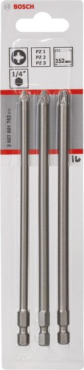 Produktbild Bosch Professional Zubehör Schrauberbit-Set Extra-Hart, 3-teilig, PZ1, PZ2, PZ3, 152 mm (Kreuz Pozidriv PZ)