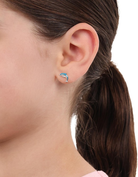Image du produit Prinzessin Lillifee Ohrschmuck für Mädchen, 925 Sterling Silber, Zirkonia synth. | Delphin (Argent 925)