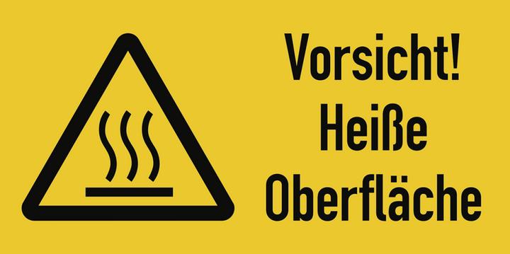 Moravia Warnzeichen Vorsicht! Heisse Oberfläche Polyesterfolie, 105x52 mm