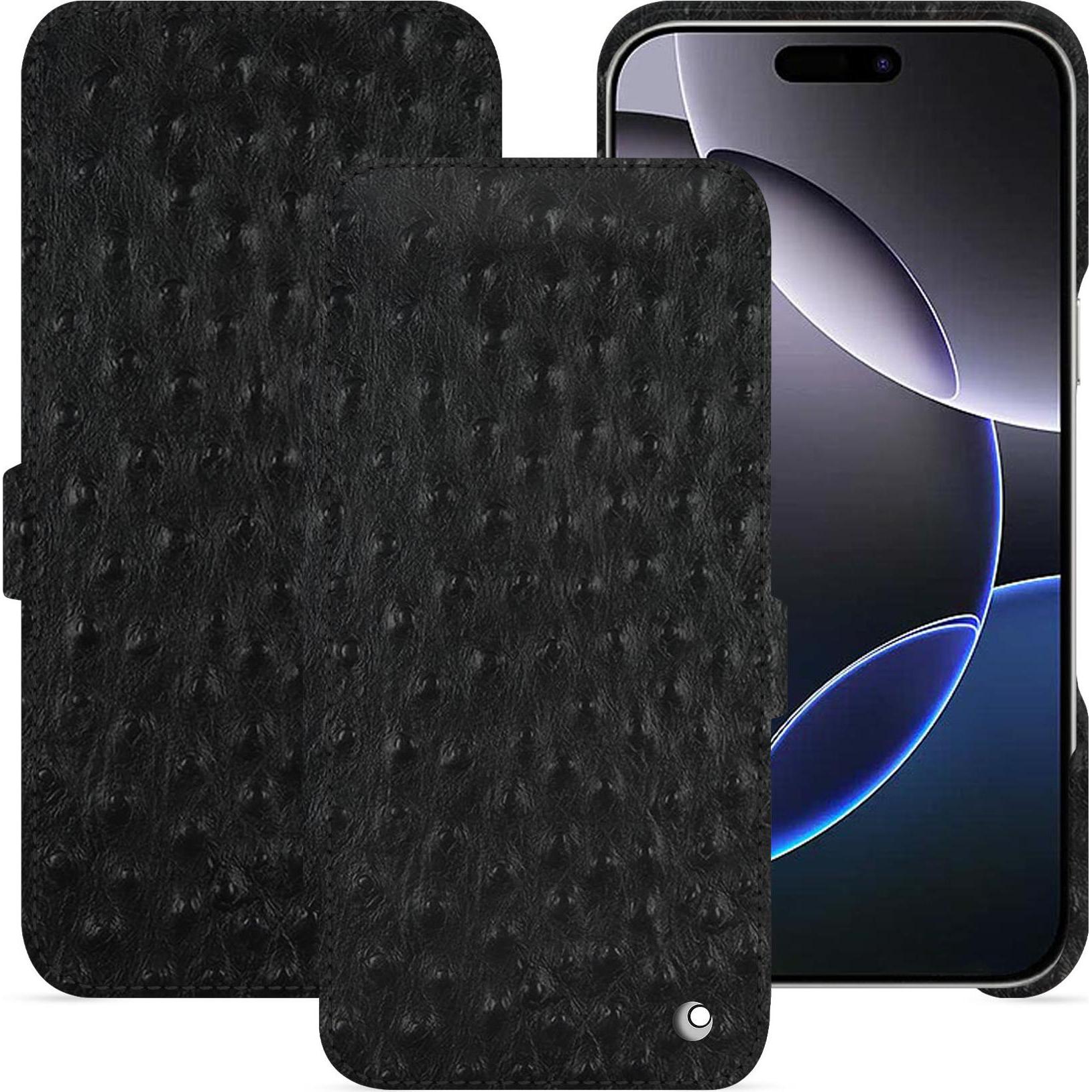 Noreve Lederschutzhülle horizontal (Apple iPhone 16 Pro Max), Smartphone Hülle, Schwarz