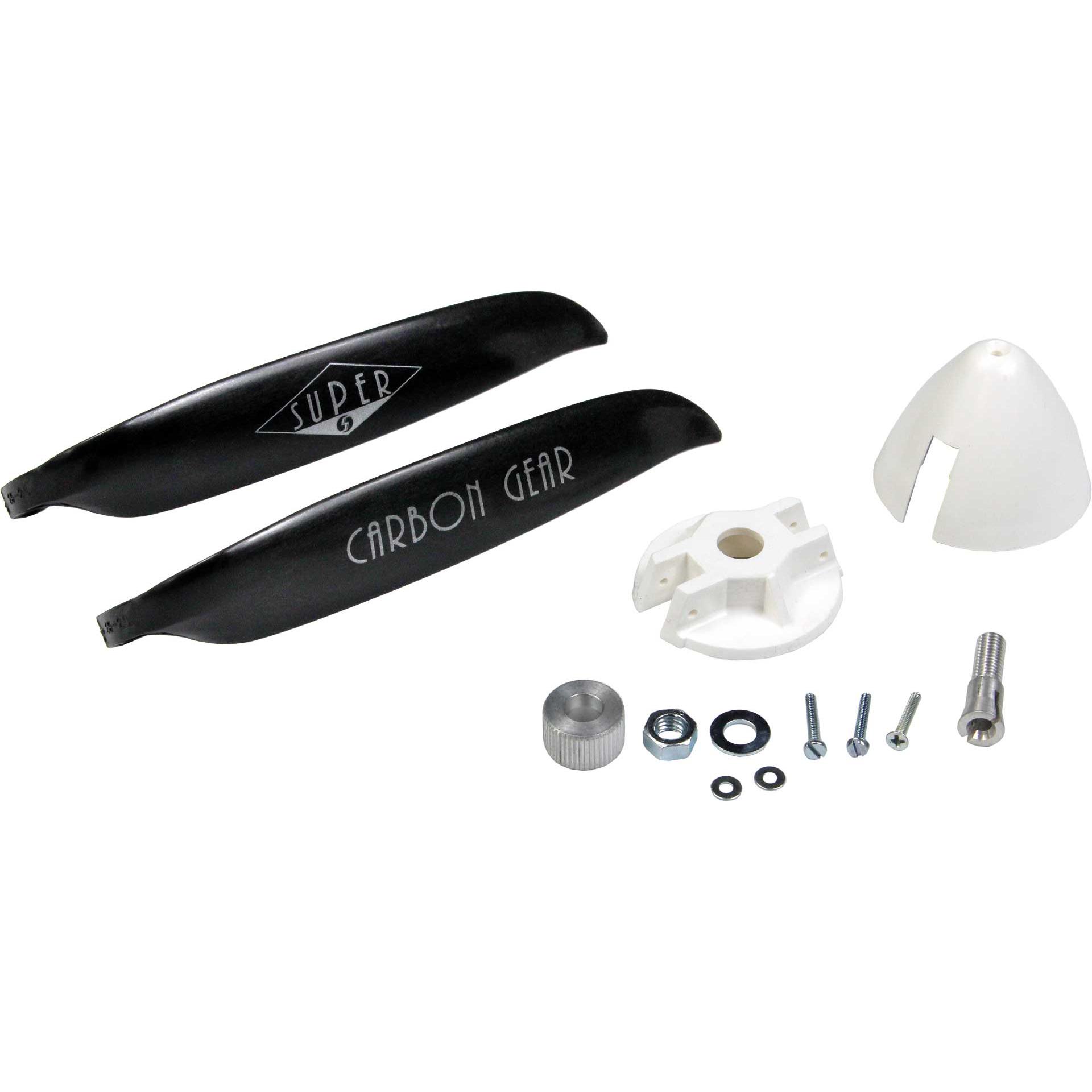 Super klappluftschraubenset 9x4,7" 2,3mm welle erformance spinner 39x30 aufnahme metall