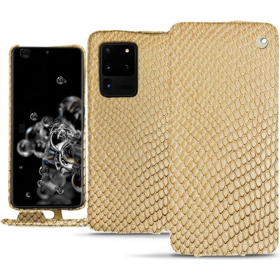 Noreve Lederschutzhülle vertikal (Samsung Galaxy S20 Ultra 5G), Smartphone Hülle, Beige