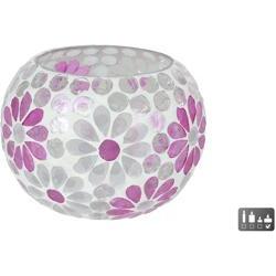 Portacandele, Windlicht Holly L Weiss/Rosa Kugel Glas 10X14X14Cm