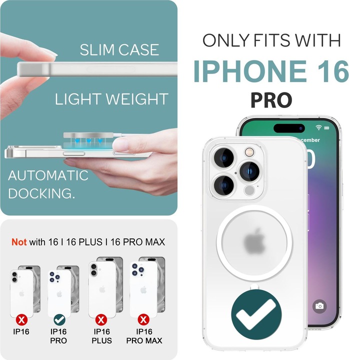 Immagine prodotto Nalia Custodia rigida estremamente sottile da 0,3 mm con MagSafe, copertura opaca (Apple iPhone 16 Pro)