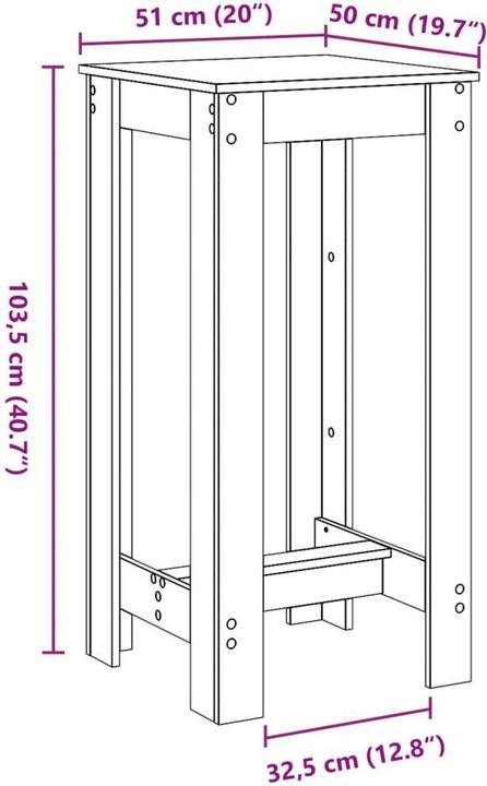 Produktbild vidaXL Bartisch (51 x 50 x 103.50 cm)