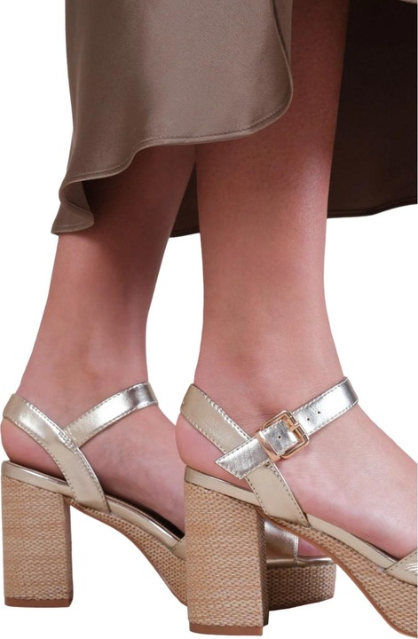 Actual product image Where's That From Womens/Ladies Volume Metallic Crossover Strap High Block Heel High Heels (36)