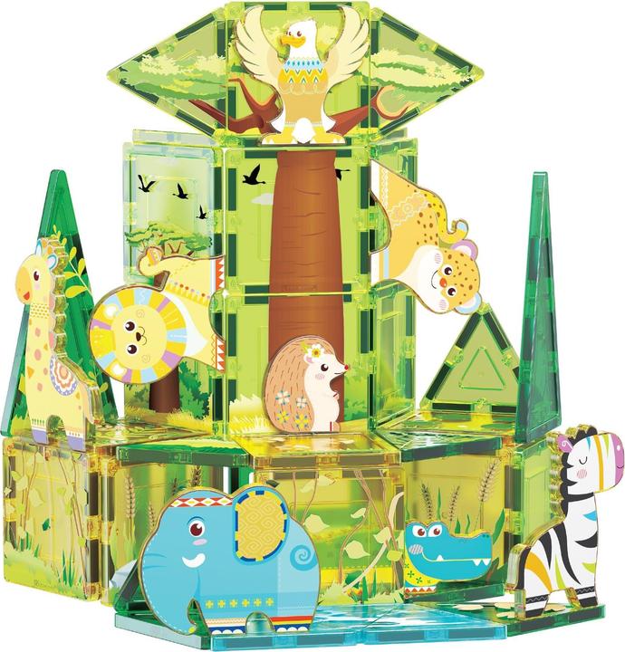 Productafbeelding PicassoTiles Picasso Tiles - Safari themed set with 8 animals (46 pcs) (PTQ12)