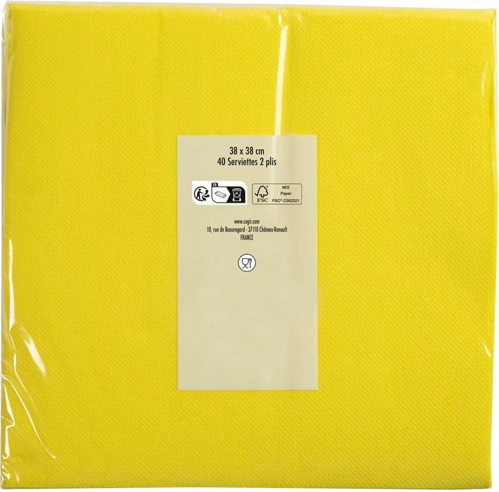 Immagine prodotto PROnappe Tovaglioli gialli a 2 strati 19,0 x 19,0 cm 40 pezzi. (40 pz., 38 x 38 cm)
