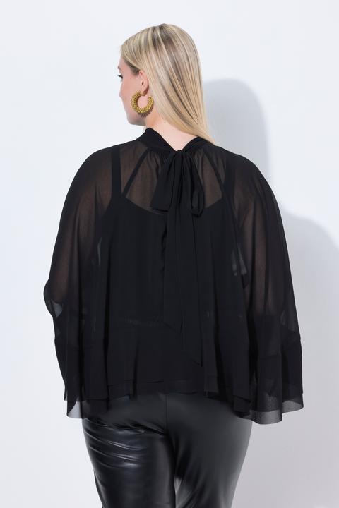 Immagine prodotto Ulla Popken Blusa a mantella di chiffon con collo alto e sciarpetta (50, 52, 54, 56)