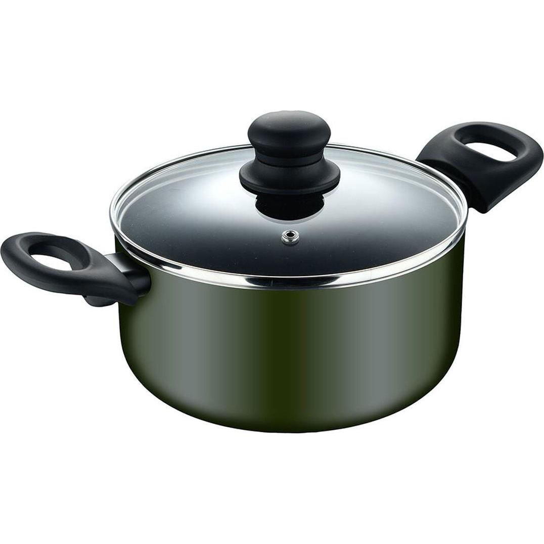 San Ignacio Topf mit Deckel experto Schwarz grün Durchsichtig Ø 24 cm, Padella + Pentola, Verde, Nero, Trasparente