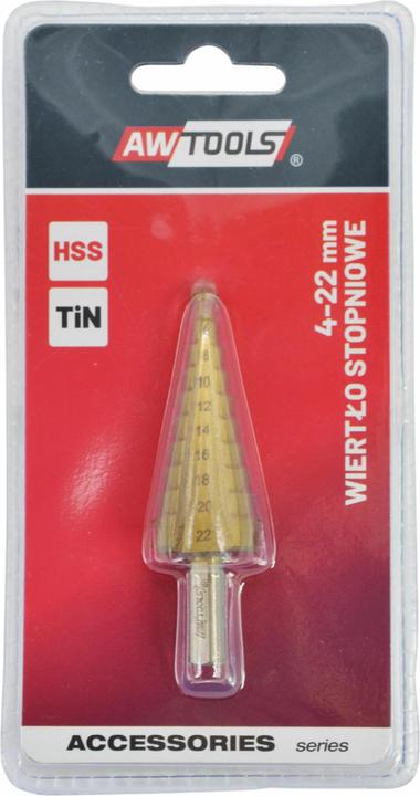 Actual product image Awtools HSS-Tin / 4-22 mm step by step Drill (4-22 millimetres)