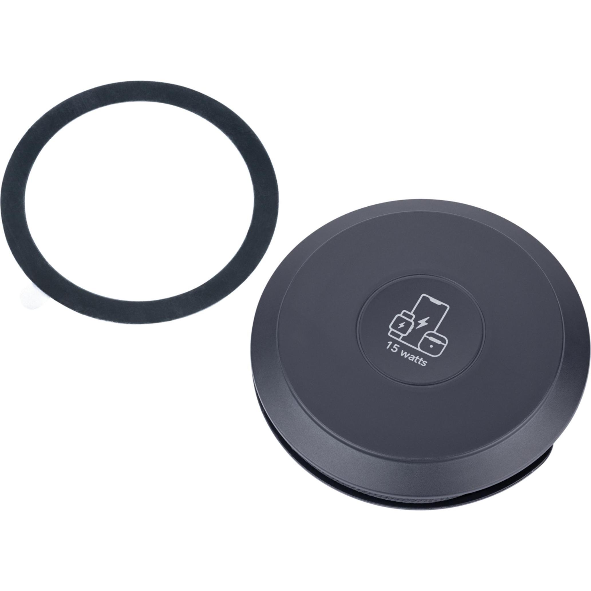 Troika Induktives Ladegerät KABELTROMMEL (15 W), Caricabatteria senza fili, Nero