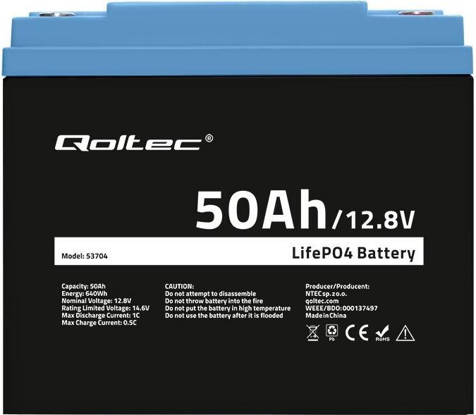 Immagine prodotto Qoltec Lithium-Eisenphosphat-Batterie (12.80 V, 50 Ah)