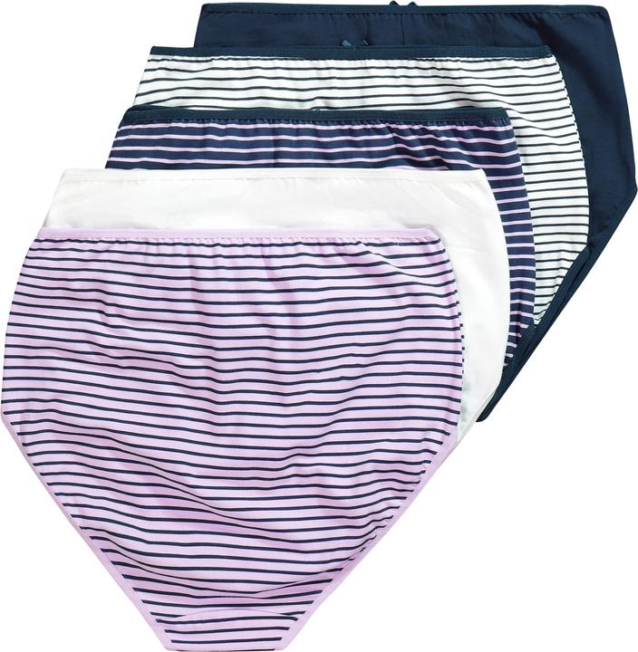 Produktbild Ulla Popken Maxislips, 5er-Pack, Ringel / einfarbig, High Waist (50, 52)
