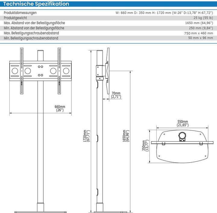 Image du produit edbak Support pour LCD/PC STD01 noir (80 kg, 40" - 75")