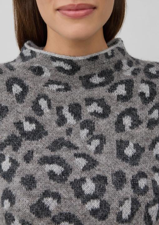 Produktbild s.Oliver Strickpullover Relaxed-Fit-Pullover aus Alpaka-Wollmix mit Leo-Print (34)