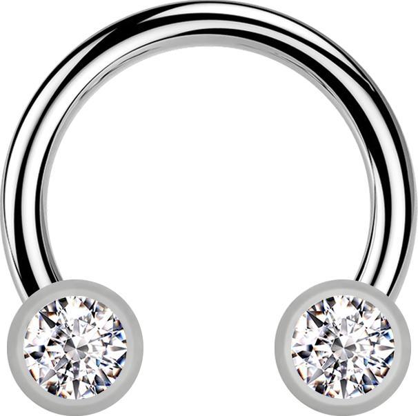 Produktbild Star Piercing Micro Threadless Circular Barbell silber mit zwei Zylindern silber front Kristall silber (Titan G23, ohne Messing)