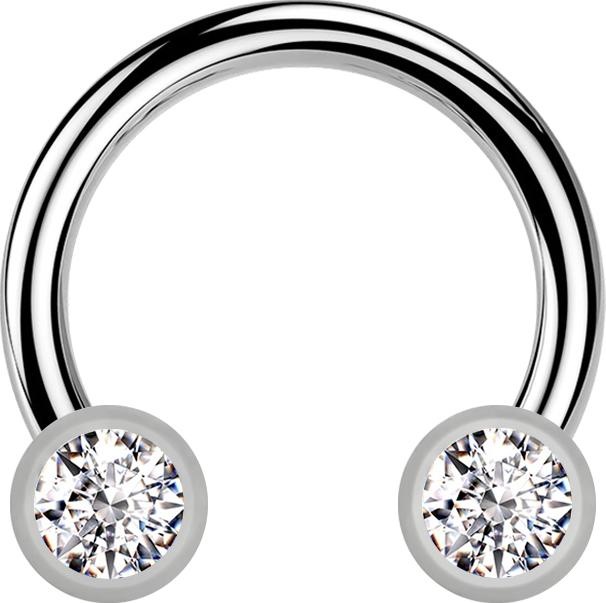 Actual product image Star Piercing Micro Threadless Circular Barbell silber mit zwei Zylindern silber front Kristall silber (Titanium G23, without brass)