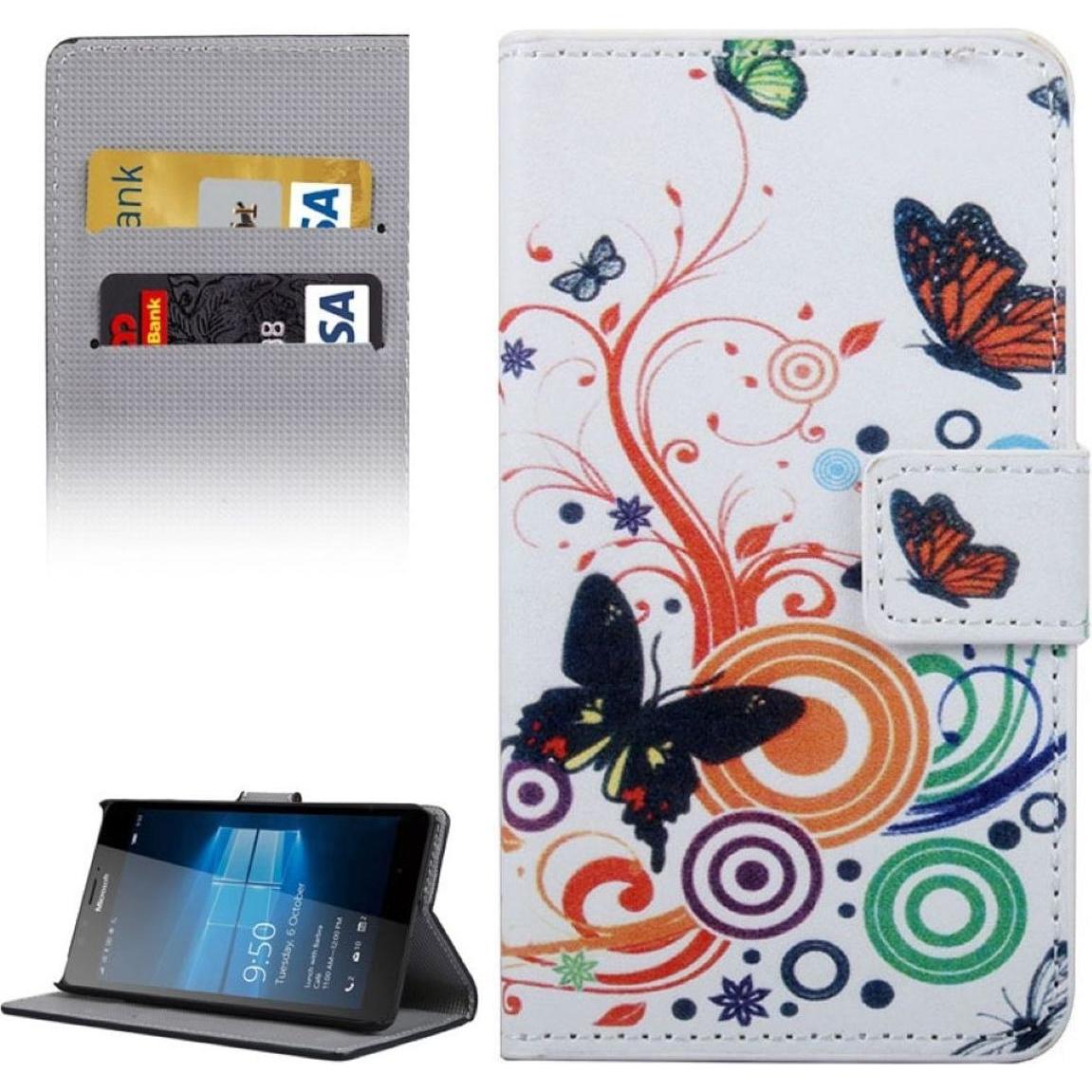 Thumbnail - König Design Handyhülle Tasche für Handy Microsoft Lumia 950 Schmetterlinge Bunt (Nokia Lumia 950 XL), Smartphone Hülle,...