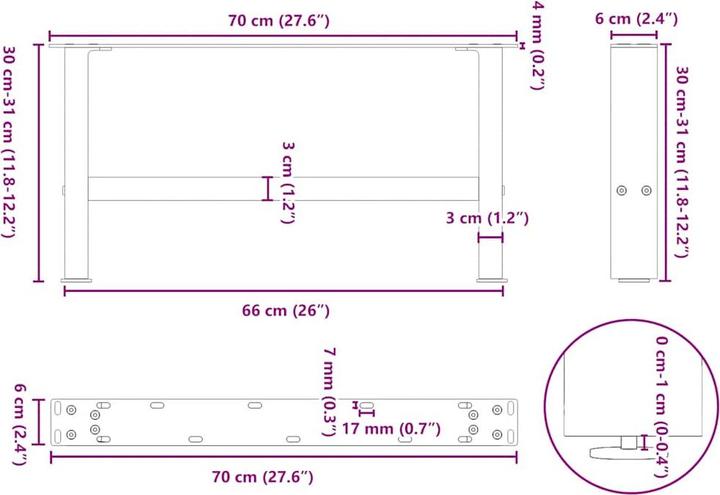 Produktbild vidaXL Couchtischbein