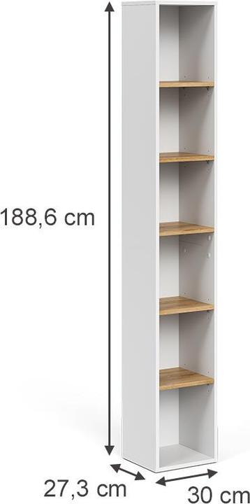 Produktbild Vicco Hochregal Viktor, Weiss/Artisan, 30 x 188.6 cm (30 x 27.30 x 188.60 cm)