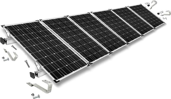Produktbild Offgridtec Befestigungskit mit Biberschwanz Dachhaken für Schrägdachmontage 6 Solarpanele Rahmenhöhe 35mm (Solaranlage Montagematerial)