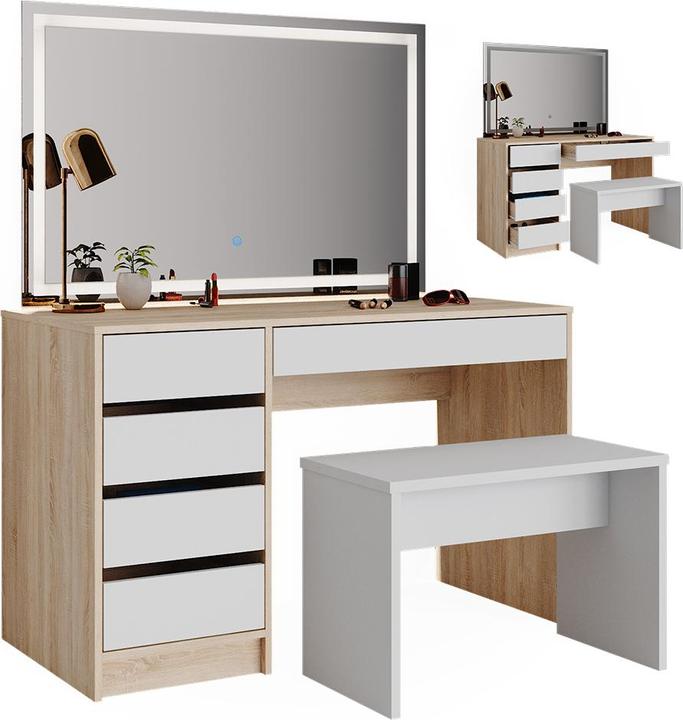 Image du produit Vicco Sherry avec miroir LED et tabouret (120 x 75 x 55 cm)