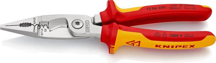 Productafbeelding Knipex Elektrische installatietang L.200mm VDE zonder openingsveer verchroomd 2comp. hulzen w... (200 mm)