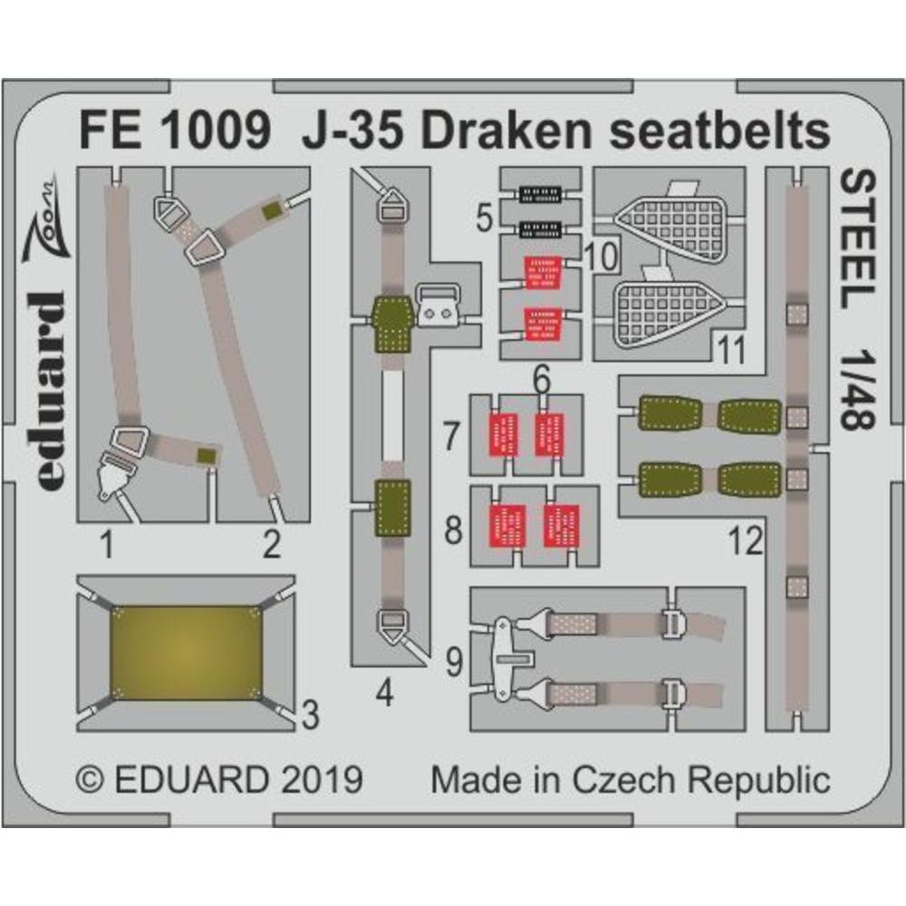 Eduard J-35 Draken seatbelts STEEL for Hasegawa