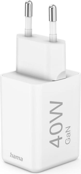 Produktbild Hama Schnellladegerät, GaN, 2x USB-C, Super-Mini-Ladegerät, PD, 40 W, Weiss (40 W, 2 Ports)